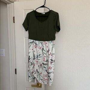 Green and Floral Nursing Dress